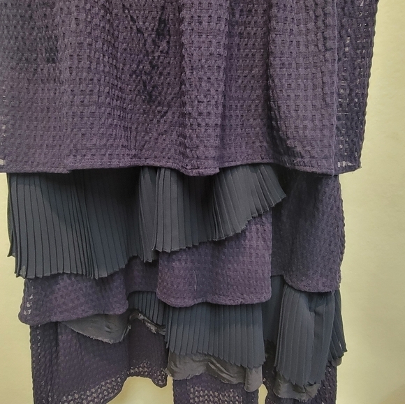 Anthropology Ric Rac Crepe Cascade Ruffle Dress Size Large - Picture 2 of 10
